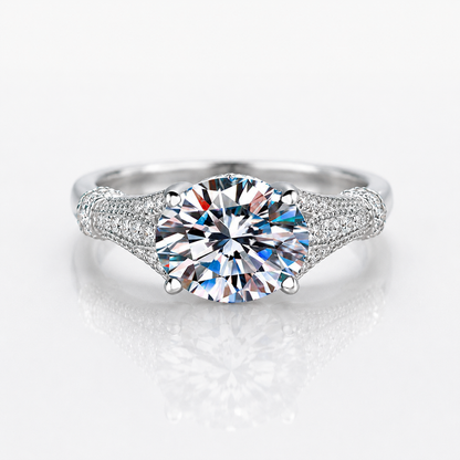 3ct Oval Cut Moissanite Multi-Row Pavé Engagement Ring