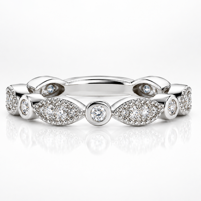 Round Brilliant Moissanite Marquise Cluster Wedding Band