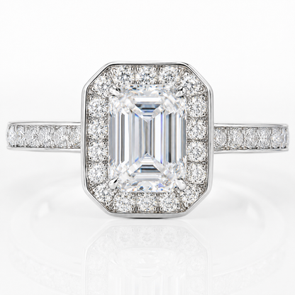 Emerald Halo Moissanite Engagement Ring