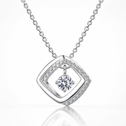 Colar redondo com pingente de moissanite com corte brilhante 