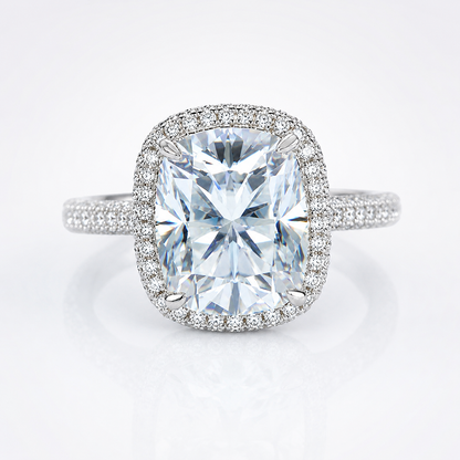 Anel Halo de Moissanite com corte almofadado de 5 quilates 