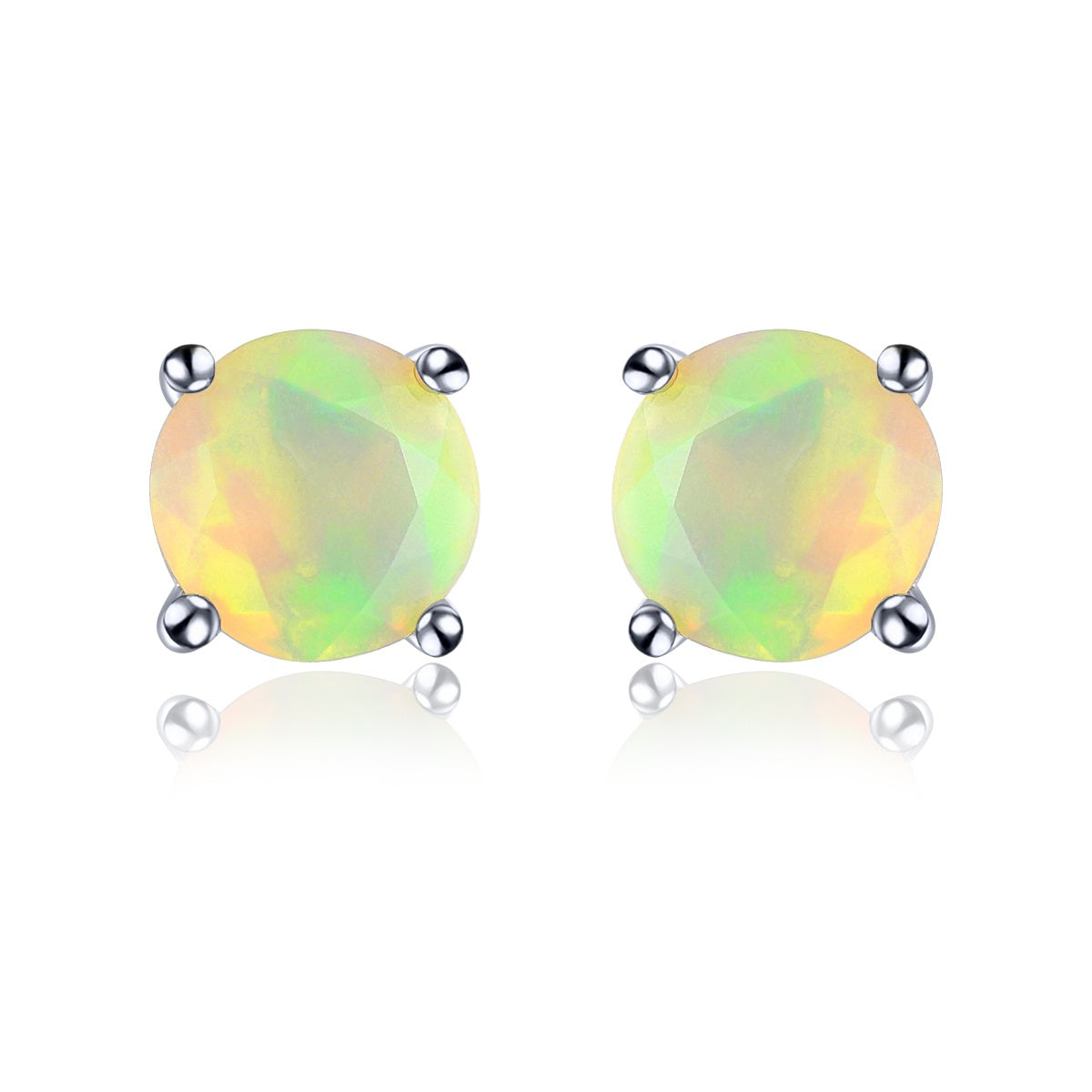 4mm Round Cut Natural Opal Stud Earrings - Premium Jewelry from Dazzling Delights - Just $67.95! Shop now at Dazzling Delights