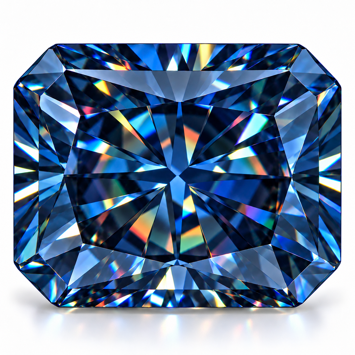 Royal Blue Radiant Cut Moissanites