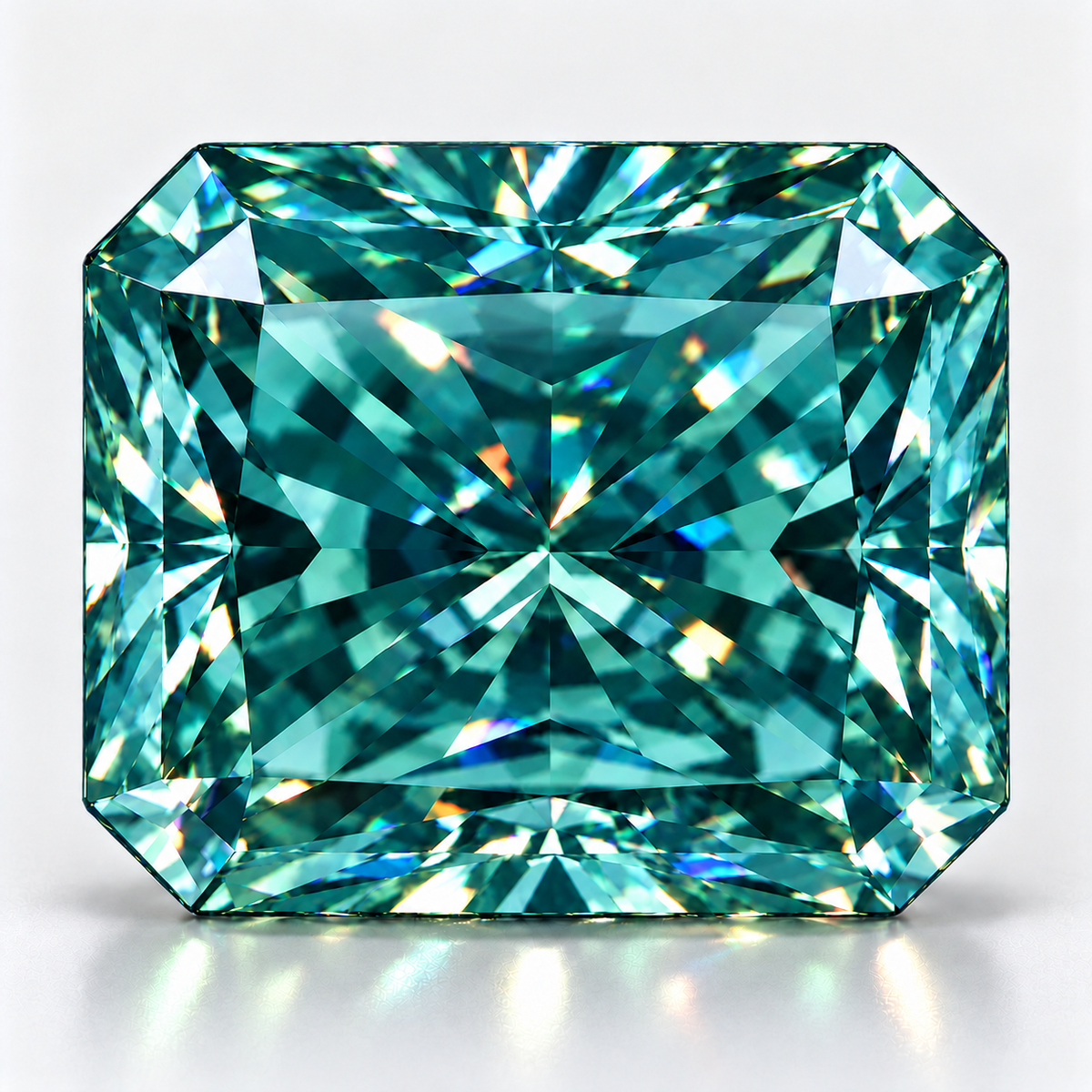 Bluish Green Radiant Cut Moissanites