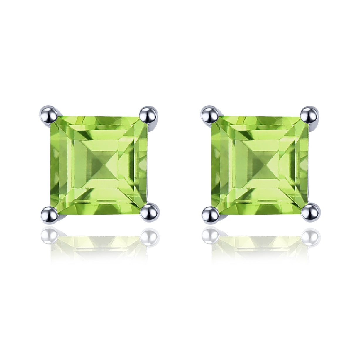 5mm Square Cut Natural Peridot Stud Earrings - Premium Jewelry from Dazzling Delights - Just $67.95! Shop now at Dazzling Delights