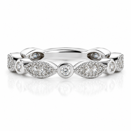Round Brilliant Moissanite Marquise Cluster Wedding Band