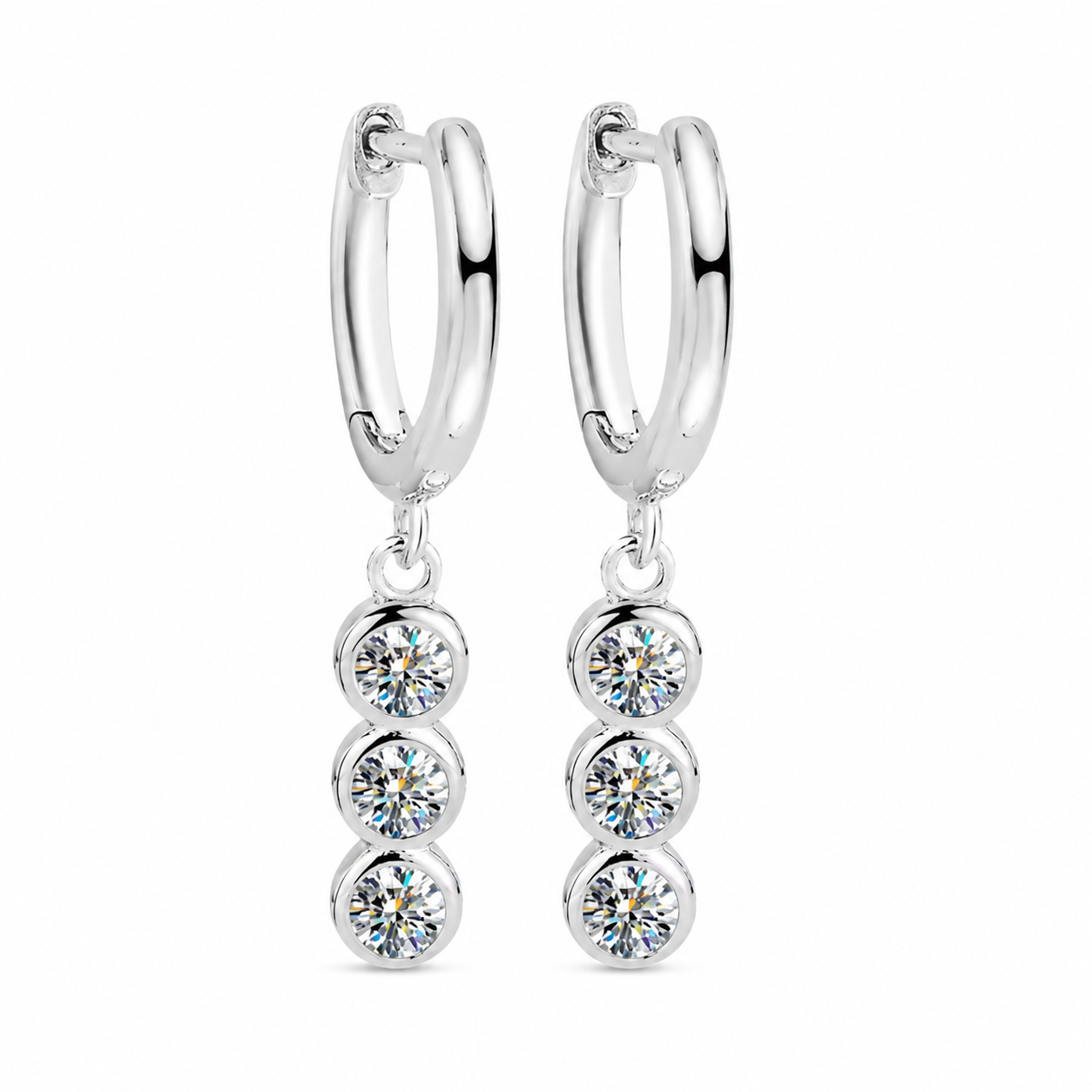 Triple Drop Moissanite Hoop Earrings