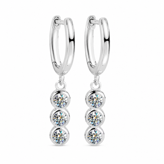Triple Drop Moissanite Hoop Earrings