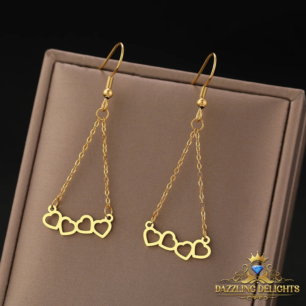 Titanium Four Hearts Dangle Earrings - Premium Jewelry from Dazzling Delights - Just $28.95! Shop now at Dazzling Delights