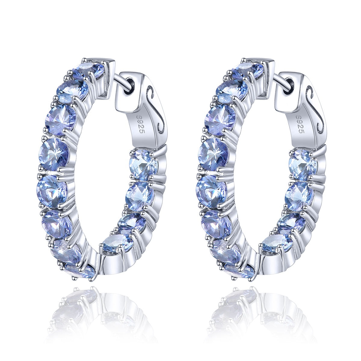 4.3ct Tanzanite Sterling Silver Hoop Earrings - Premium Jewelry from Dazzling Delights - Just $166.95! Shop now at Dazzling Delights