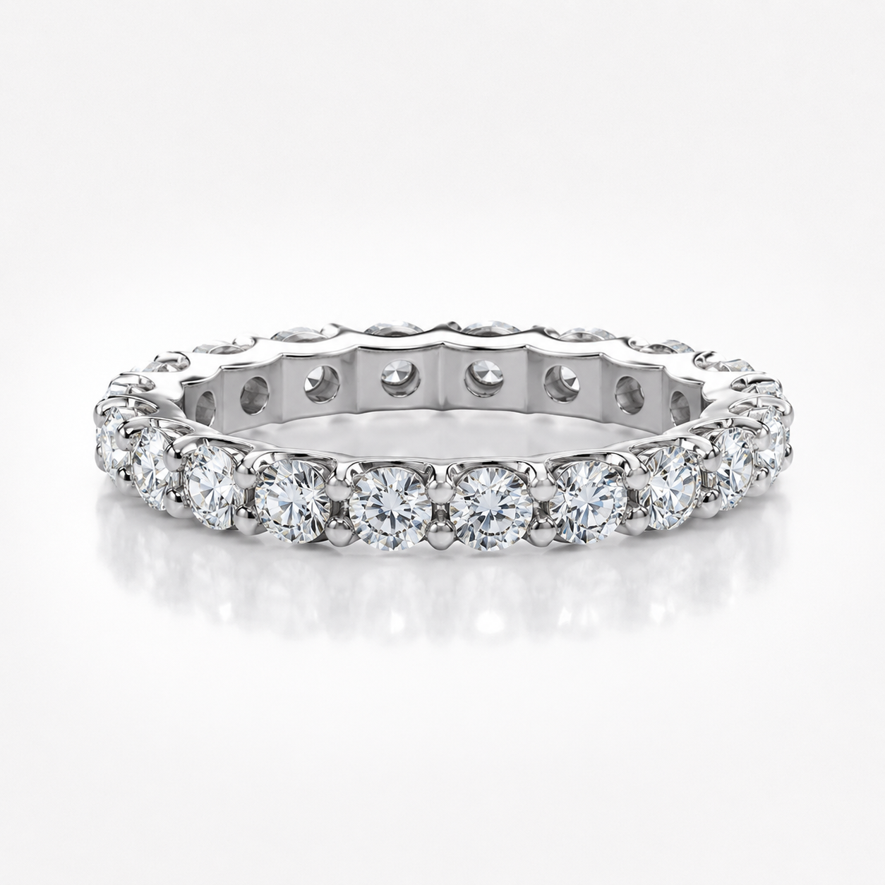 Anillo de boda de moissanita de corte brillante redondo de 2,1 quilates