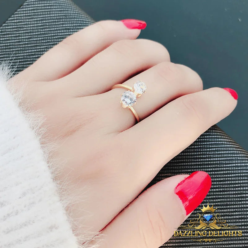 Titanium Open Ring with 6mm Cubic Zirconia - Premium Jewelry from Dazzling Delights - Just $46.95! Shop now at Dazzling Delights