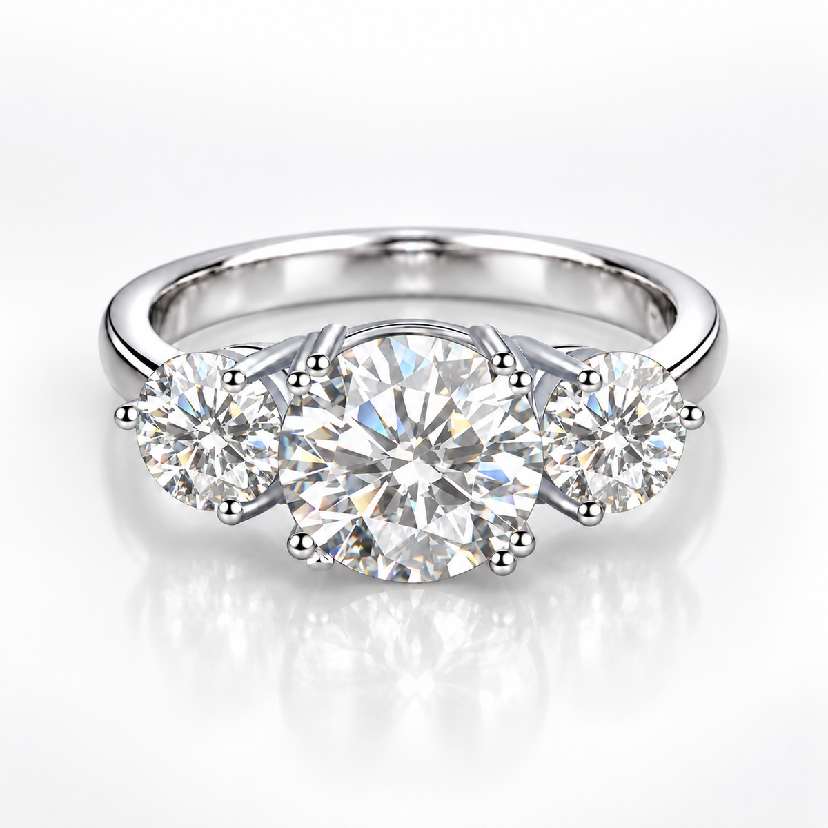 Anillo de trilogía de moissanita de 4 quilates 