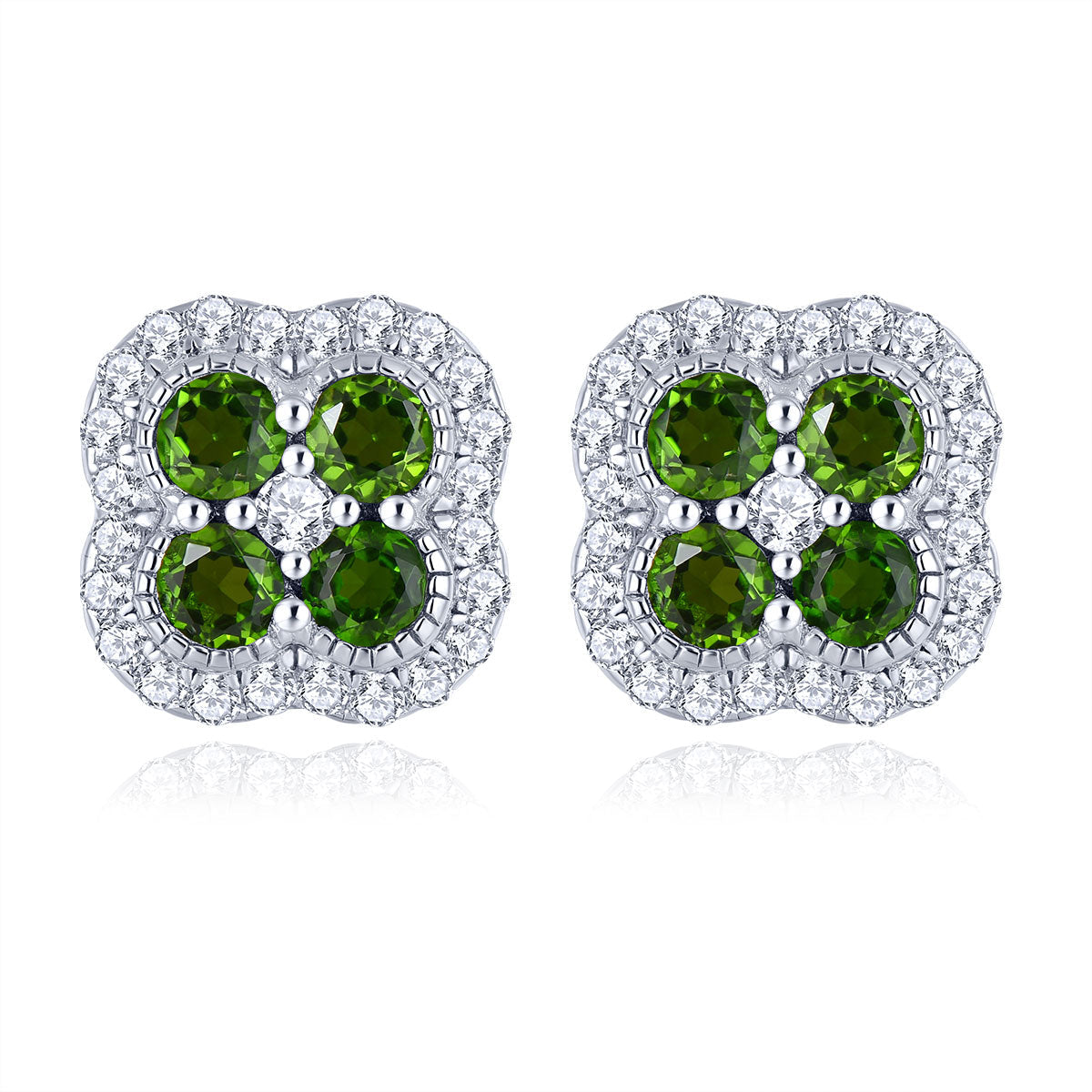 Four-Stone Natural Gemstone Halo Stud Earrings - Your Choice of Gemstone - Premium Jewelry from Dazzling Delights - Just $92.95! Shop now at Dazzling Delights