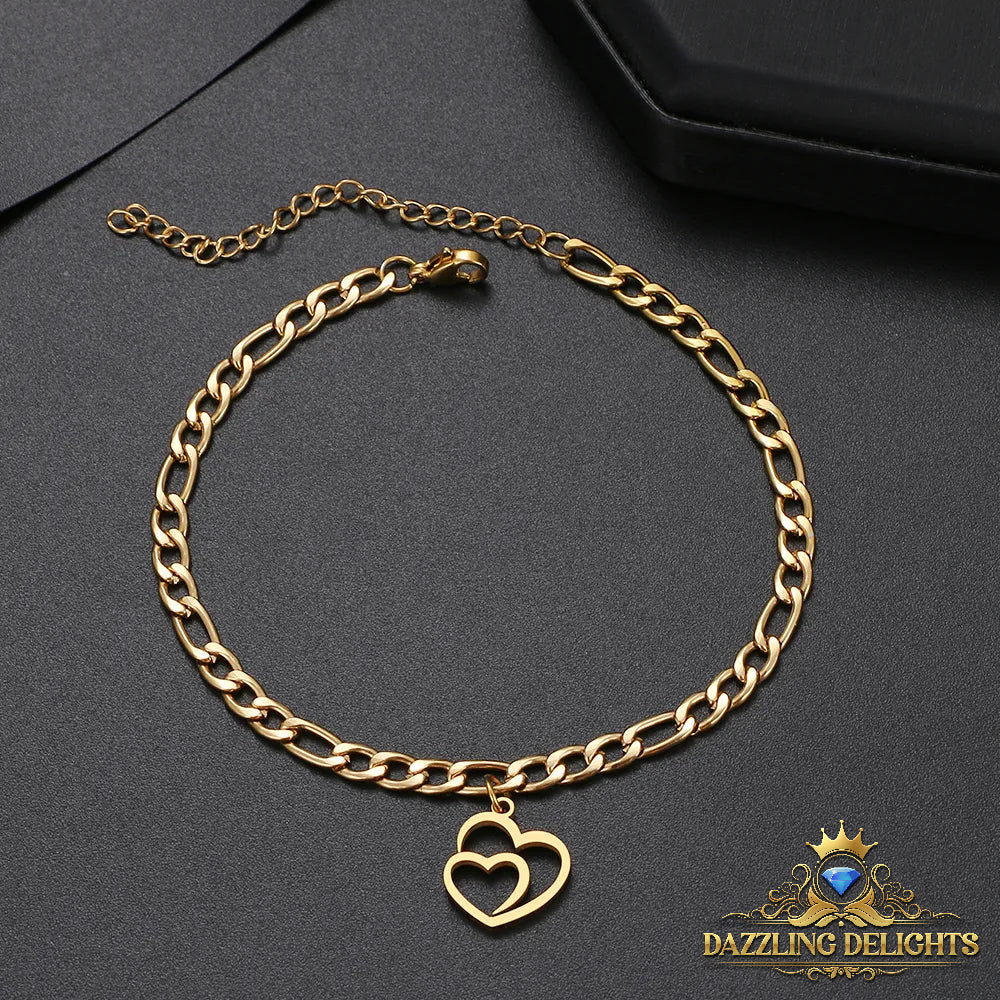 Titanium Double Heart Bracelet - Premium Jewelry from Dazzling Delights - Just $27.95! Shop now at Dazzling Delights
