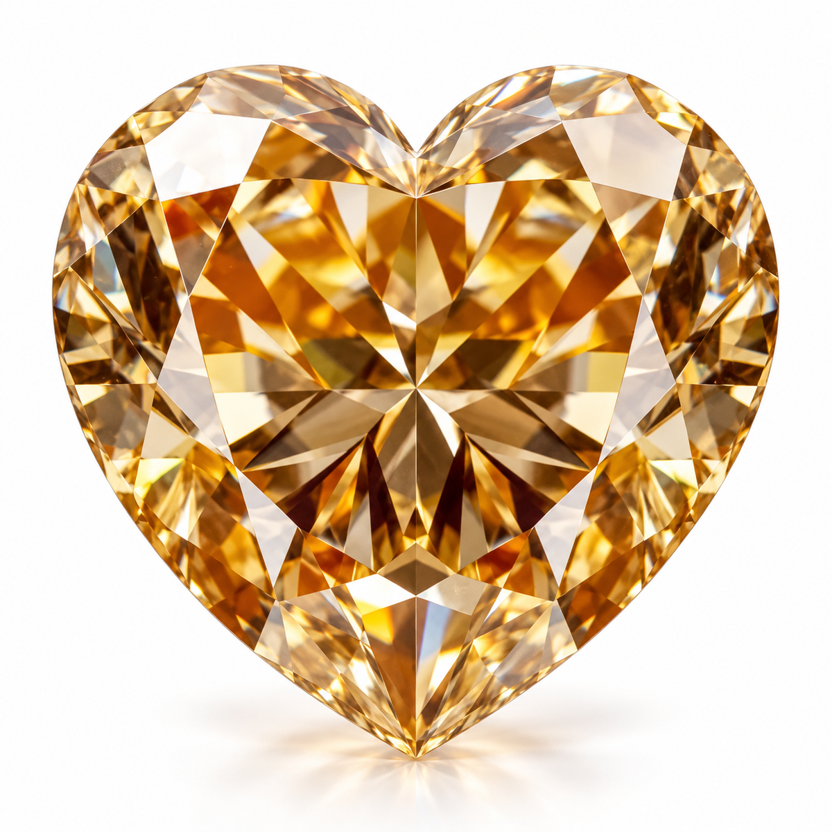 Vivid Champagne Heart Cut Moissanites