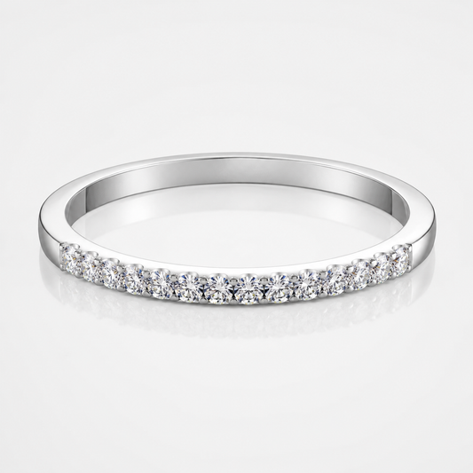 Round Brilliant Moissanite Pavé Half-Eternity Wedding Band