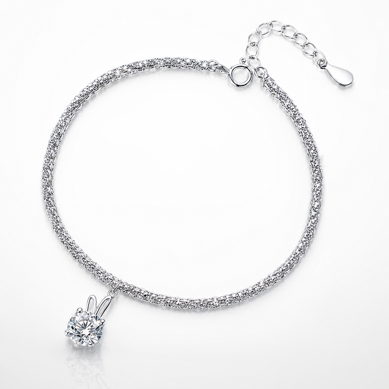Pulseira redonda de moissanite com corte brilhante de 6,5 mm 
