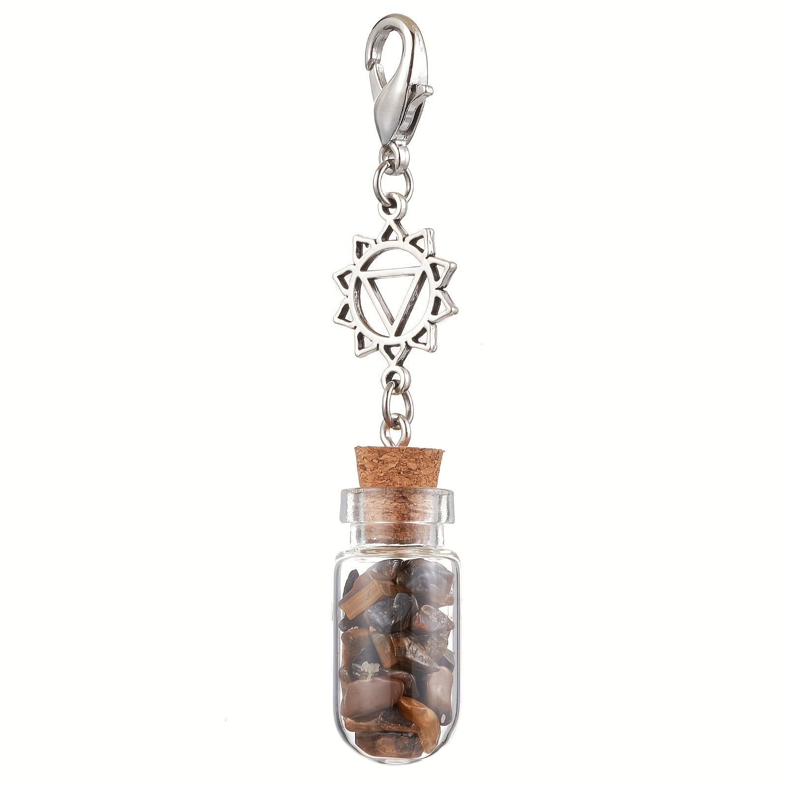 7 Chakra Crystal Bottle Keychain Set – Chakra Symbol Gemstone
