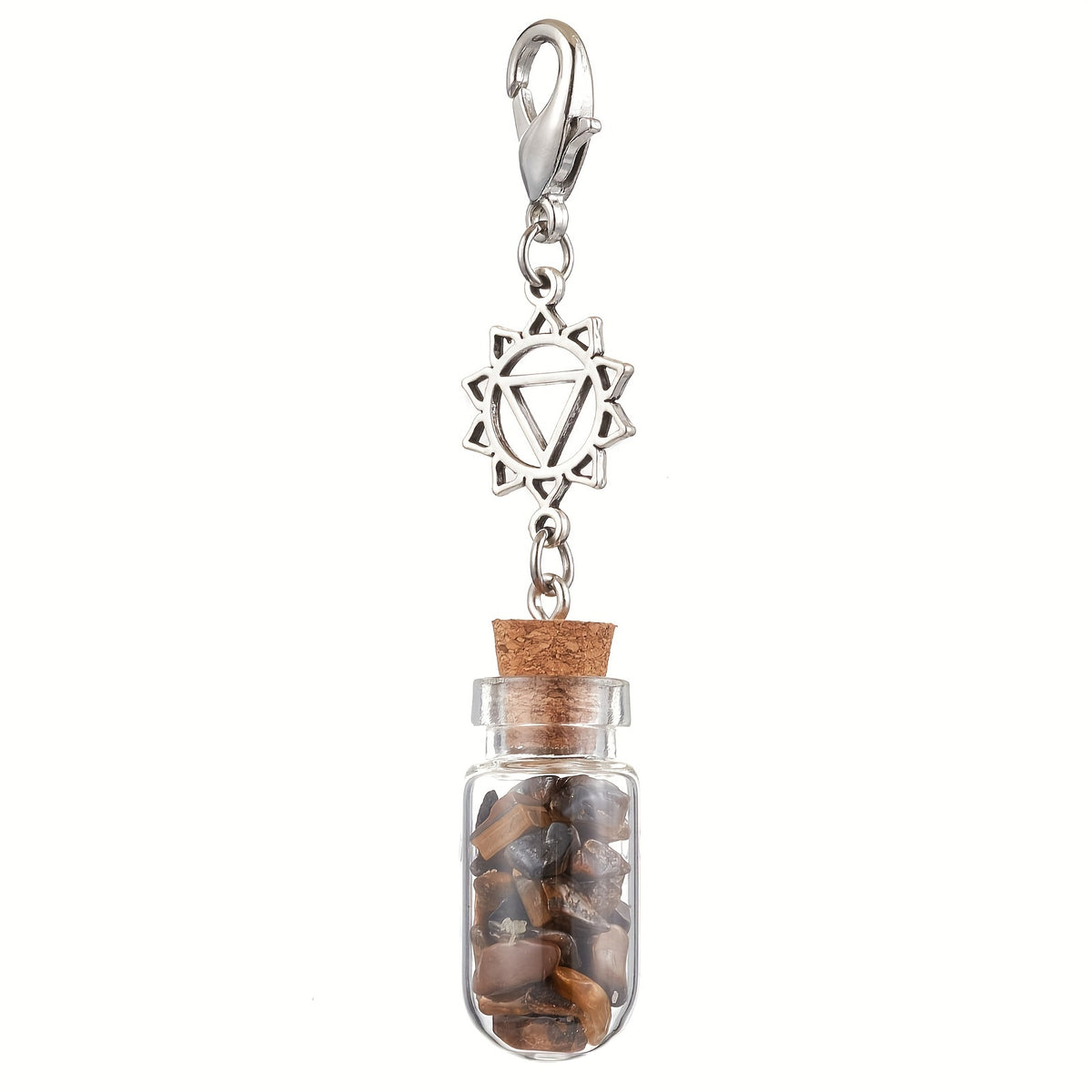 7 Chakra Crystal Healing Bottle Keychain – Genuine Gemstone Vials with Chakra Symbols for Energy Balance & Spiritual Protection