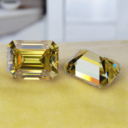 Sun Yellow Emerald Cut Moissanites - Premium Jewelry from Dazzling Delights - Just $83.33! Shop now at Dazzling Delights