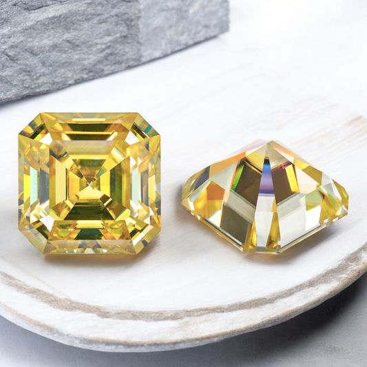 Sun Yellow Asscher Cut Moissanites - Premium Jewelry from Dazzling Delights - Just $83.33! Shop now at Dazzling Delights