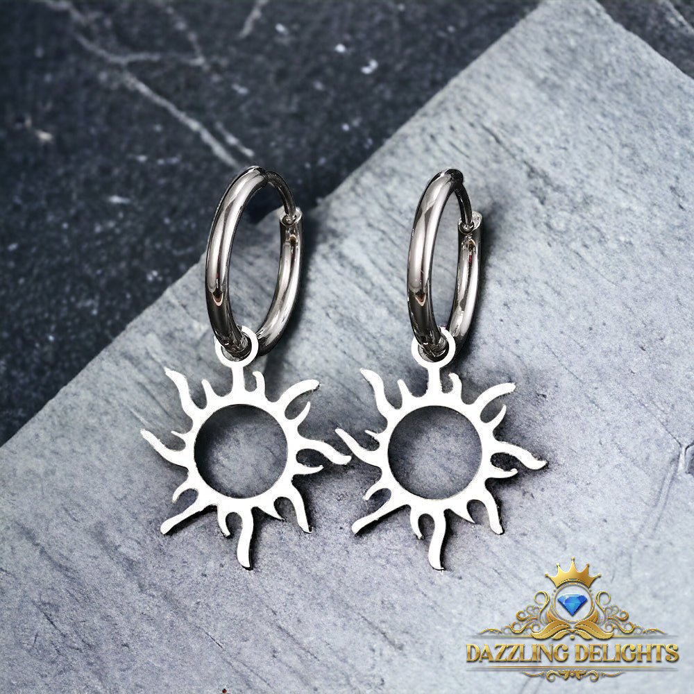 Titanium Sunburst Sleeper Dangle Earrings - Premium Jewelry from Dazzling Delights - Just $27.95! Shop now at Dazzling Delights