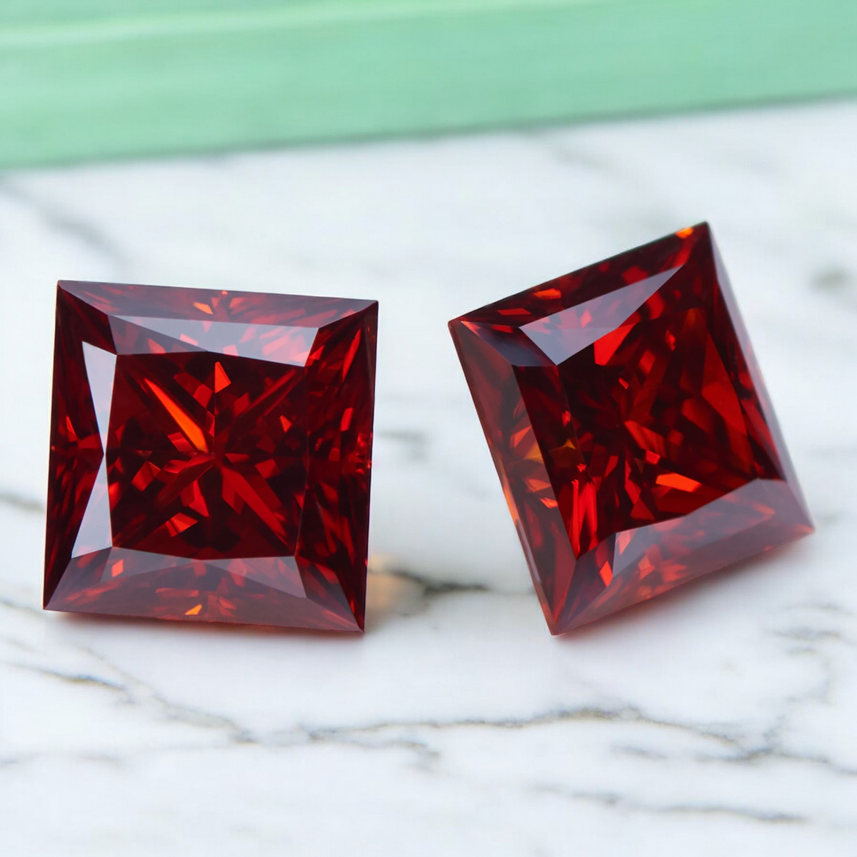 Pigeon Blood Red Princess Cut Moissanites - Premium Jewelry from Dazzling Delights - Just $83.33! Shop now at Dazzling Delights