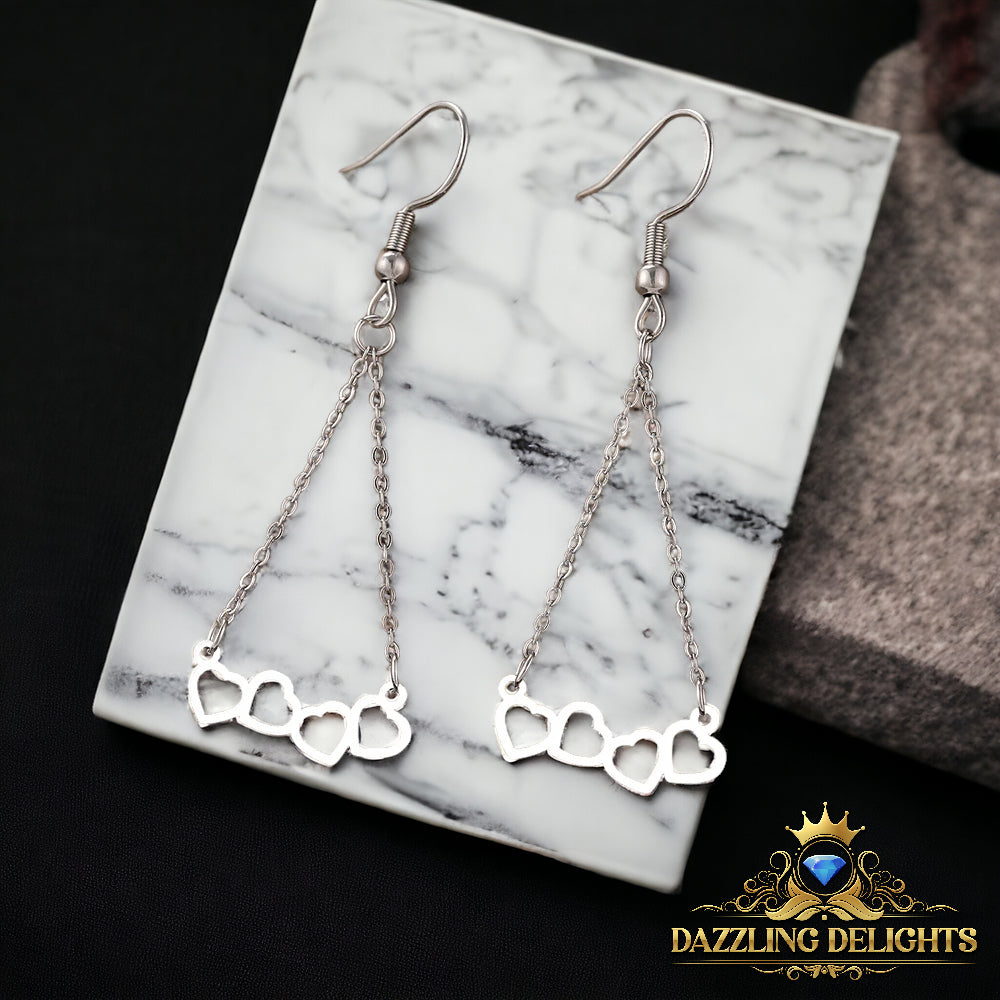 Titanium Four Hearts Dangle Earrings - Premium Jewelry from Dazzling Delights - Just $28.95! Shop now at Dazzling Delights