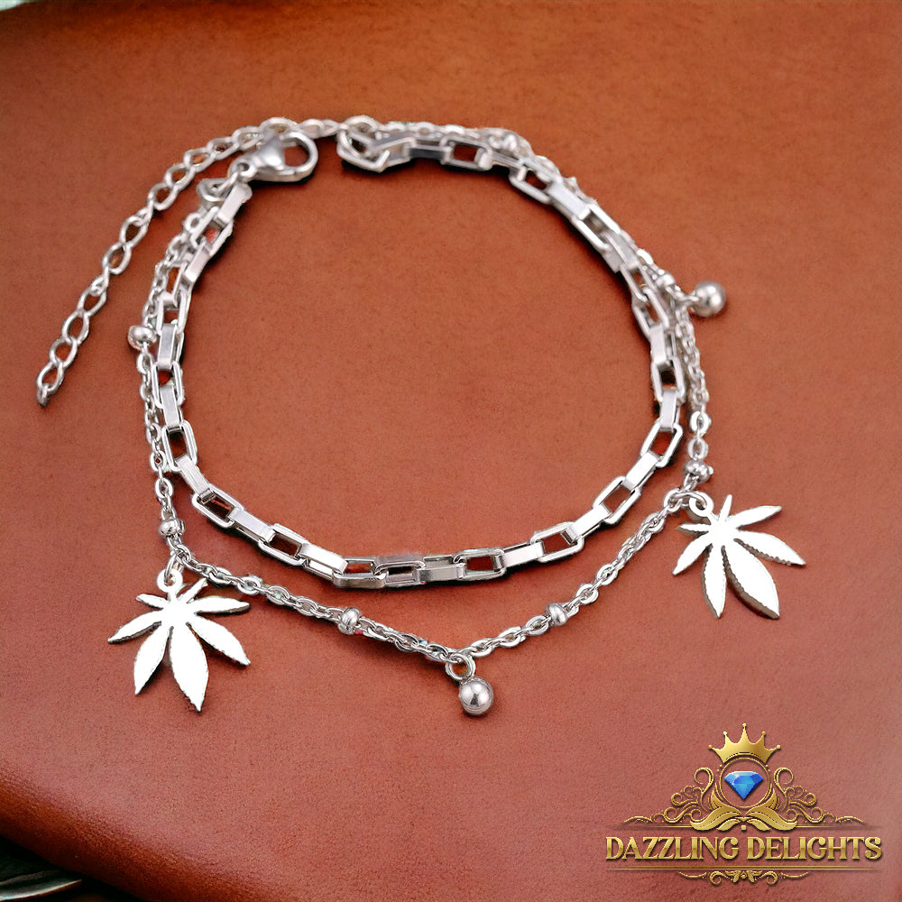 Titanium Leaf Charm Bracelet - Premium Jewelry from Dazzling Delights - Just $28.95! Shop now at Dazzling Delights