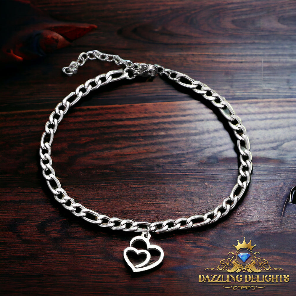 Titanium Double Heart Bracelet - Premium Jewelry from Dazzling Delights - Just $27.95! Shop now at Dazzling Delights