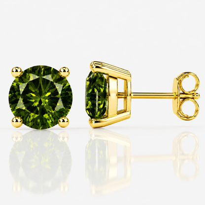 Four Prong Moissanite Solitaire Stud Earrings