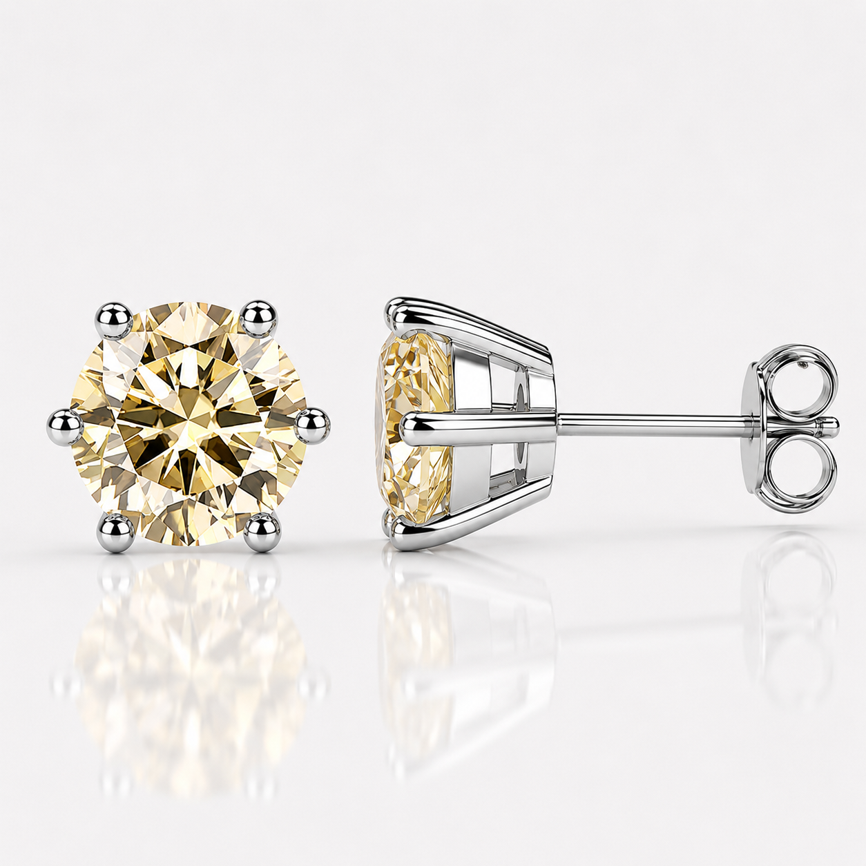 Round Brilliant Moissanite Stud Earrings – Classic Solitaire Earrings