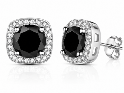 Halo Moissanite Stud Earrings – 925 Sterling Silver & Gold