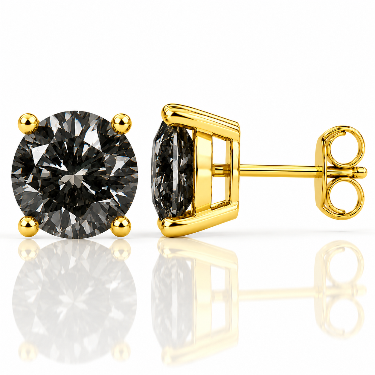 Four Prong Moissanite Solitaire Stud Earrings