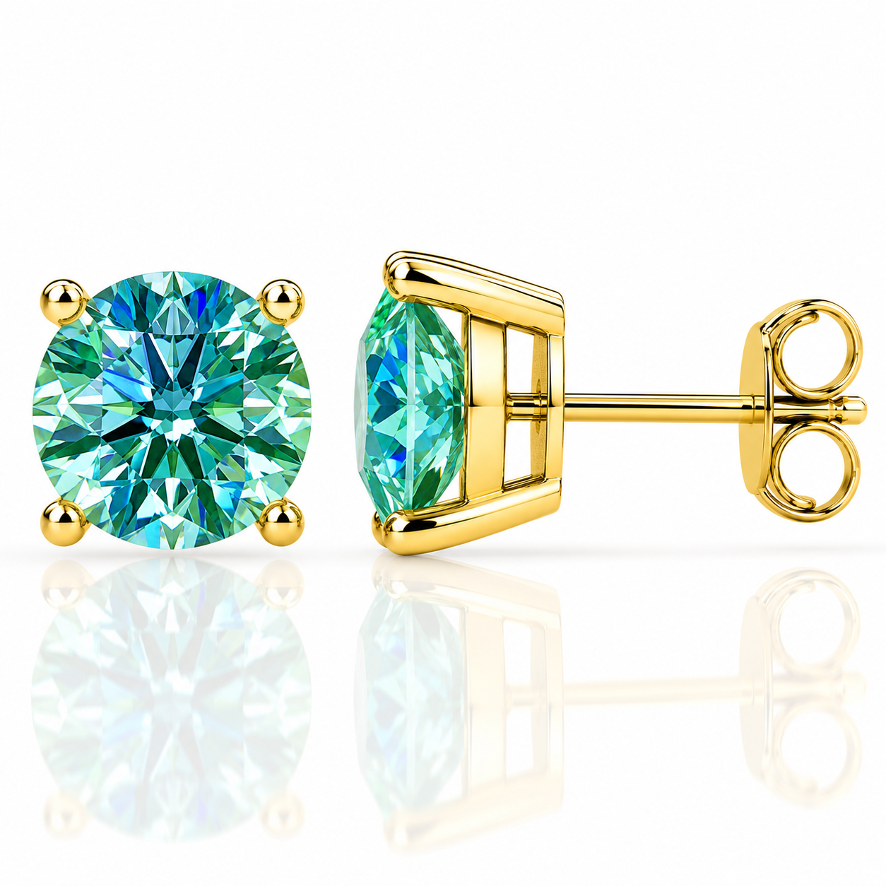 Four Prong Moissanite Solitaire Stud Earrings