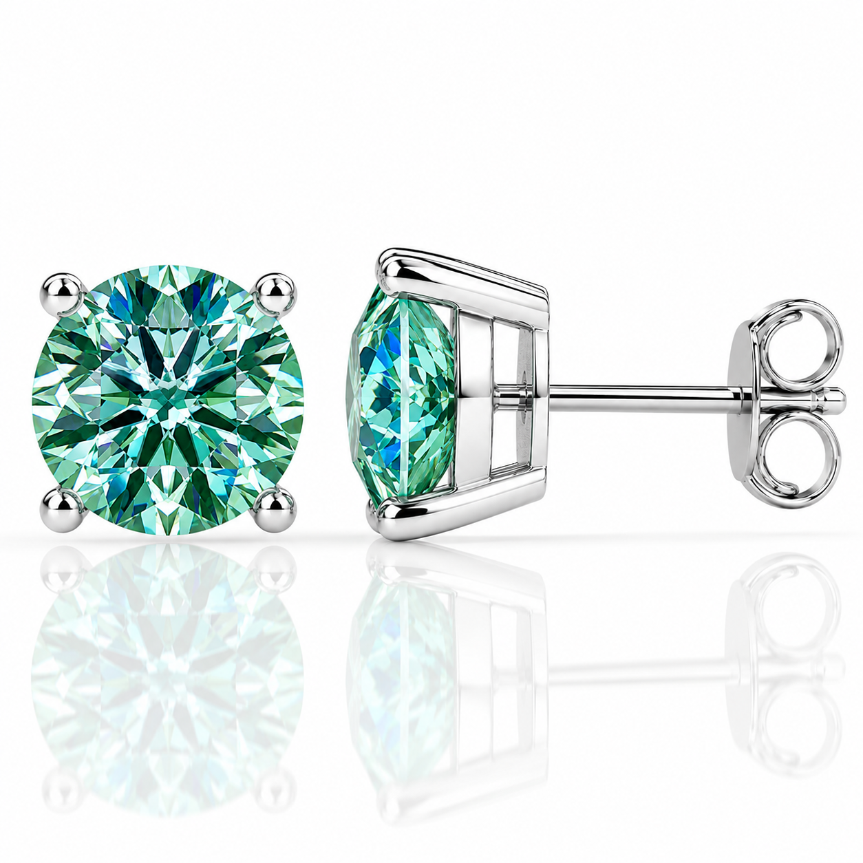 Four Prong Moissanite Solitaire Stud Earrings