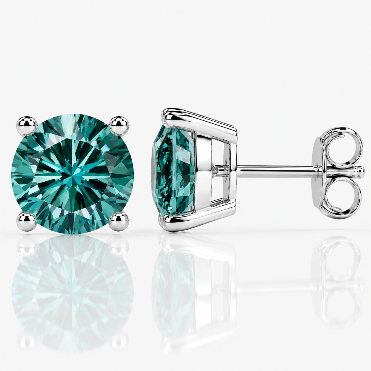 Four Prong Moissanite Solitaire Stud Earrings