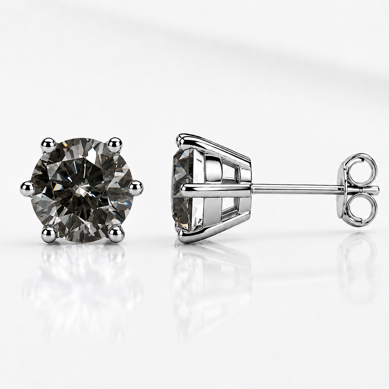 Round Brilliant Moissanite Stud Earrings – Classic Solitaire Earrings