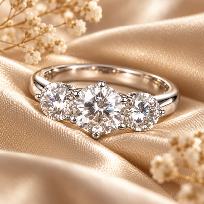 Anillo de trilogía de moissanita de 3 quilates 