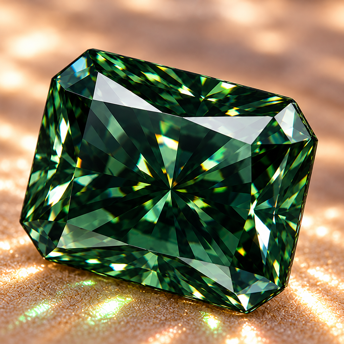 Forest Green Radiant Cut Moissanites