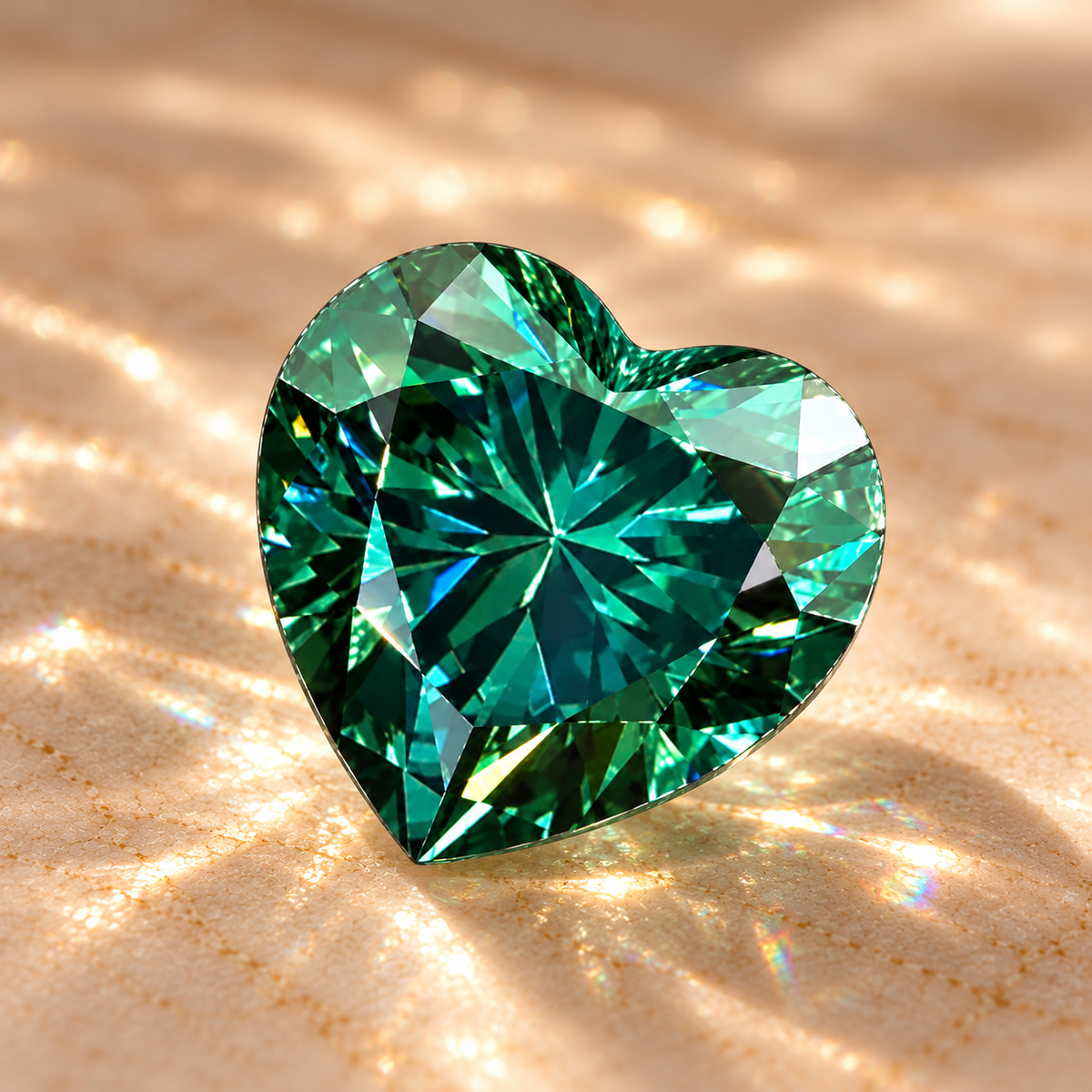 Green Heart Cut Moissanites