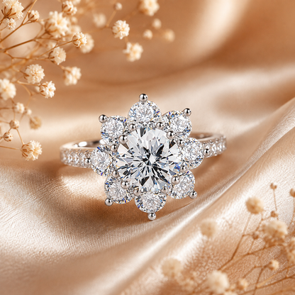 Sunflower Moissanite Engagement Ring