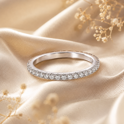 Aliança de casamento com anel de eternidade completo de moissanite com corte brilhante redondo de 0,50 ct