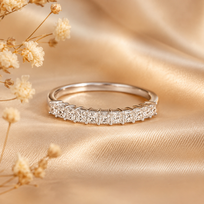 1ct Princess Cut Moissanite Half-Eternity Wedding Band