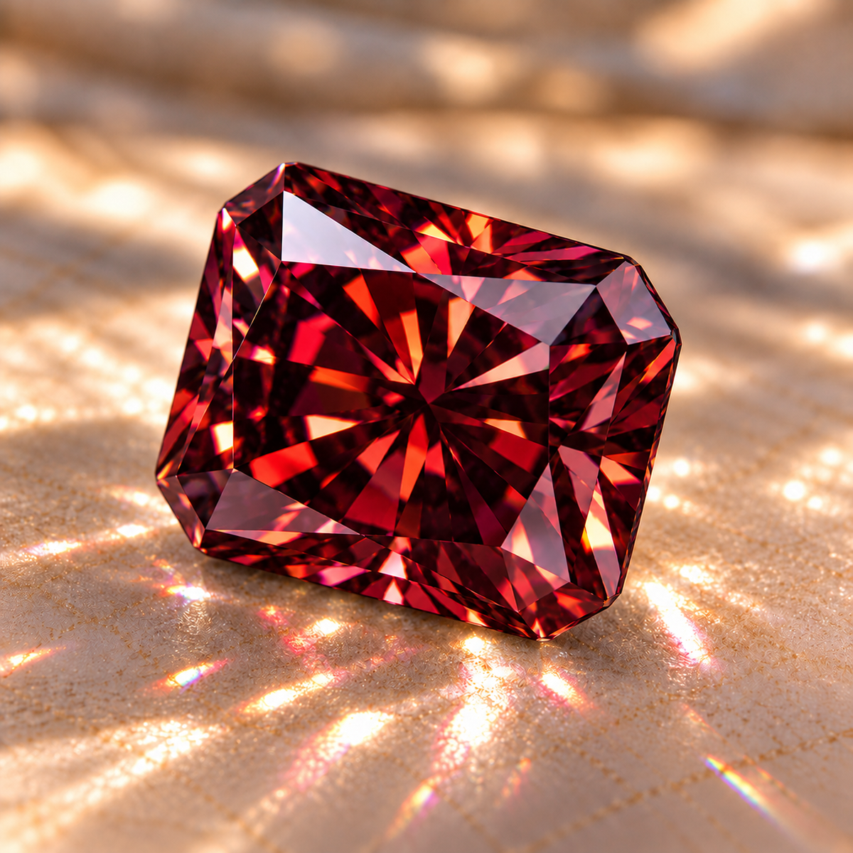 Pigeon Blood Red Radiant Cut Moissanites