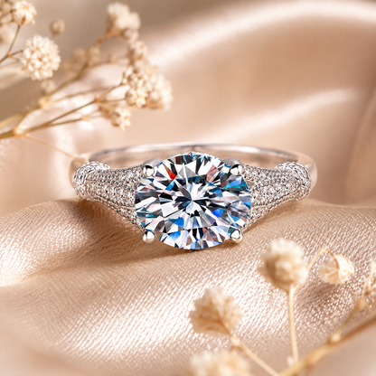 3ct Oval Cut Moissanite Multi-Row Pavé Engagement Ring