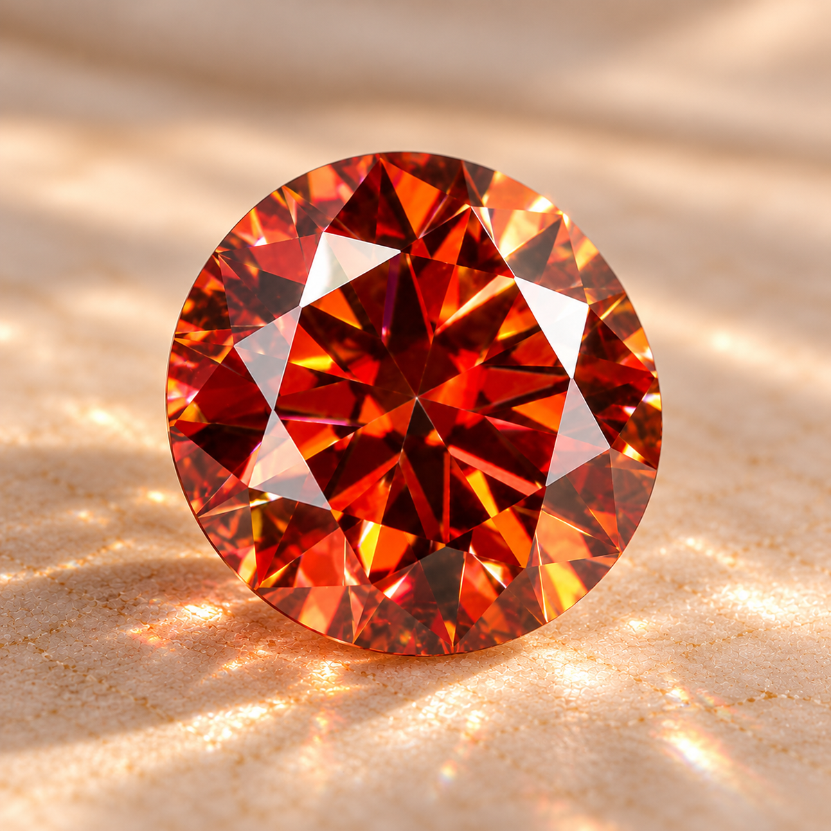 Pomegranate Red Round Brilliant Cut Moissanites