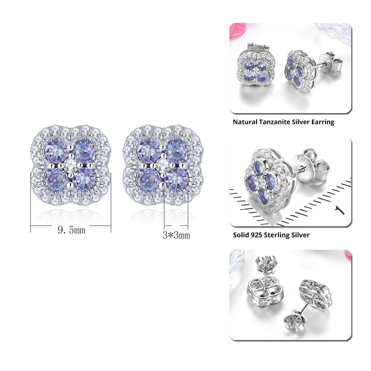 Four-Stone Natural Gemstone Halo Stud Earrings - Your Choice of Gemstone - Premium Jewelry from Dazzling Delights - Just $92.95! Shop now at Dazzling Delights