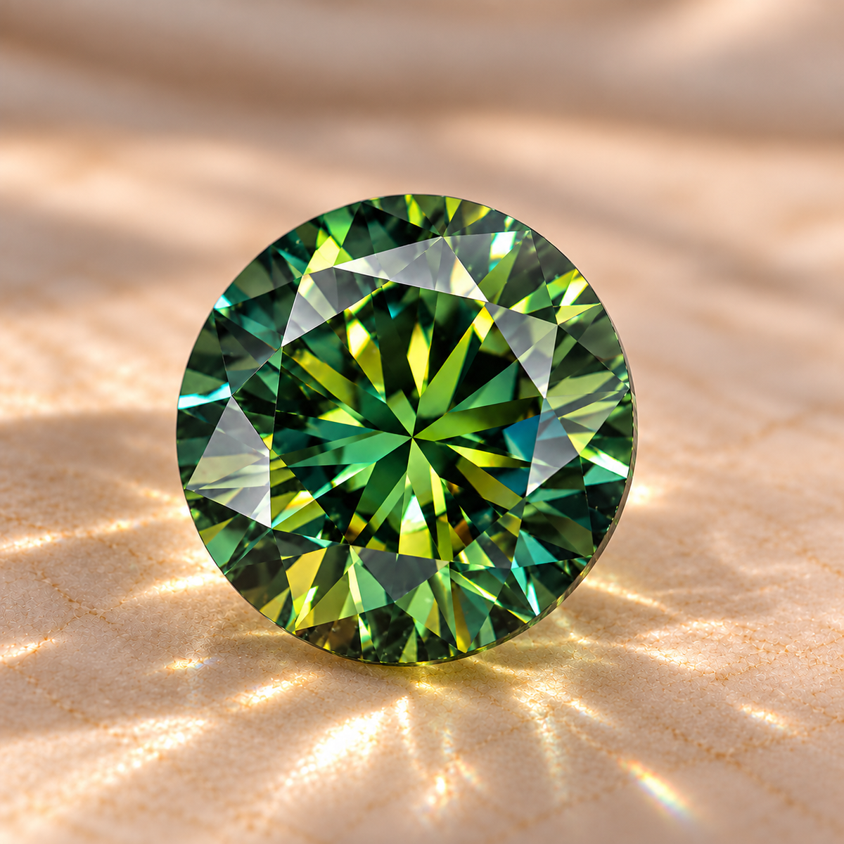 Forest Green Round Brilliant Cut Moissanites